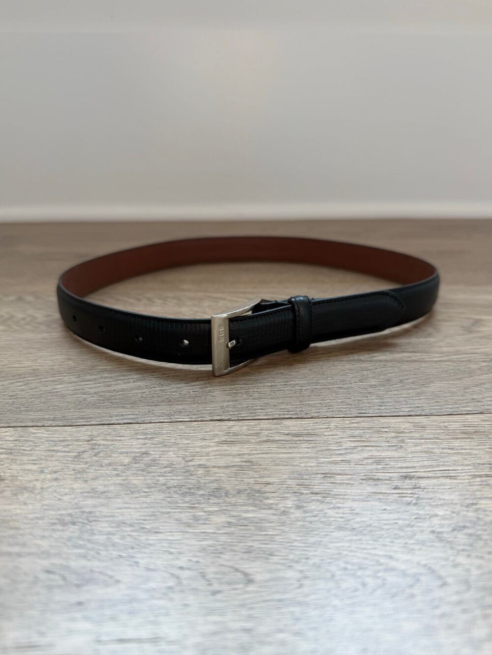 Ralph Lauren Women's Black Croc Embossed Leather Belt Size Small Silver Buckle